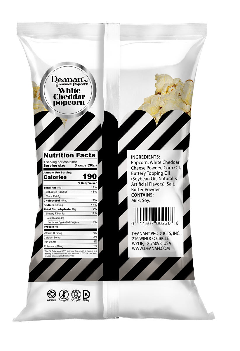 White Cheddar 1.15 Per Packet Deanan® Gourmet Popcorn