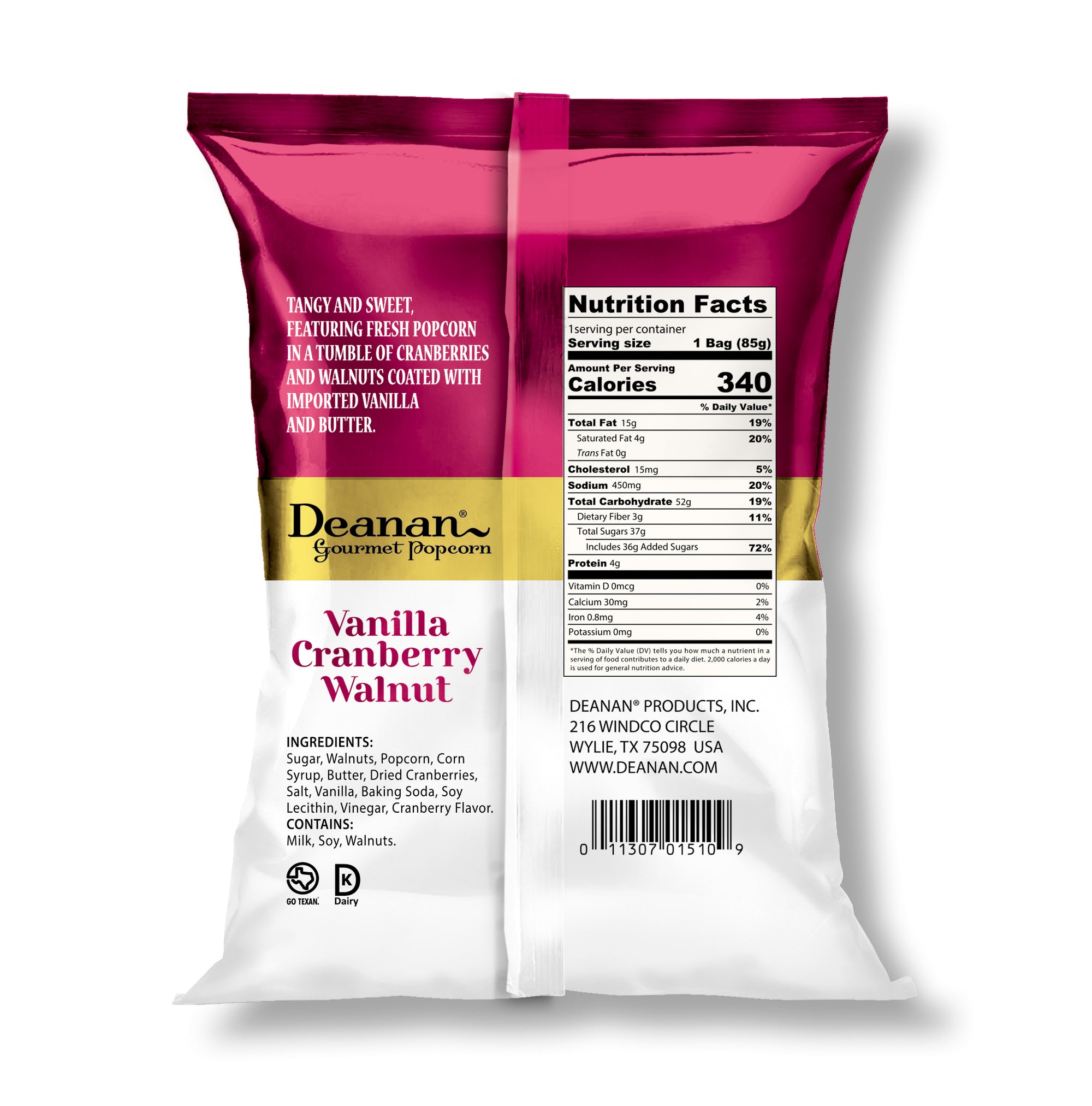 Premium Foil Bags - Vanilla Cranberry Walnut Popcorn